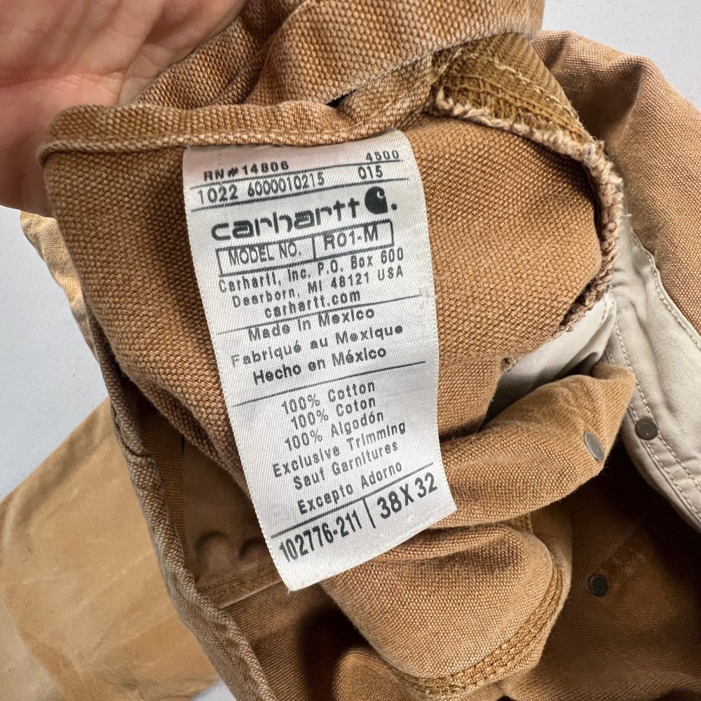 Carhartt Overalls Mens 38x32 Brown Duck Canvas Relaxed Fit R01-M Workwear Bibs - Picture 4 of 16